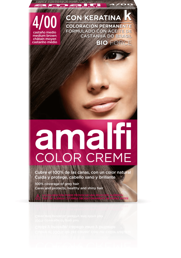 AMALFI КРАСКА ДЛЯ ВОЛОС 4/00 СРЕДНЕ-КОРИЧНЕВЫЙ MEDIUM BROWN