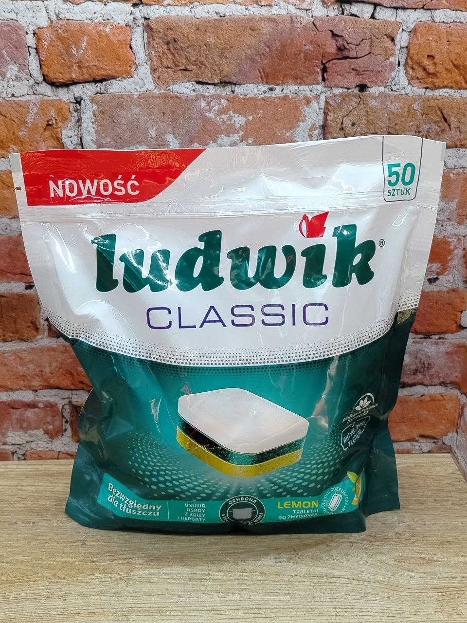 Ludwik Classic Active Oxy Power Таблетки для посудомоечных машин в растворимой пленке запах лимона 50 шт
