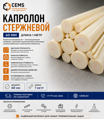 Капролон стержневой 60 мм — купить в Алматы