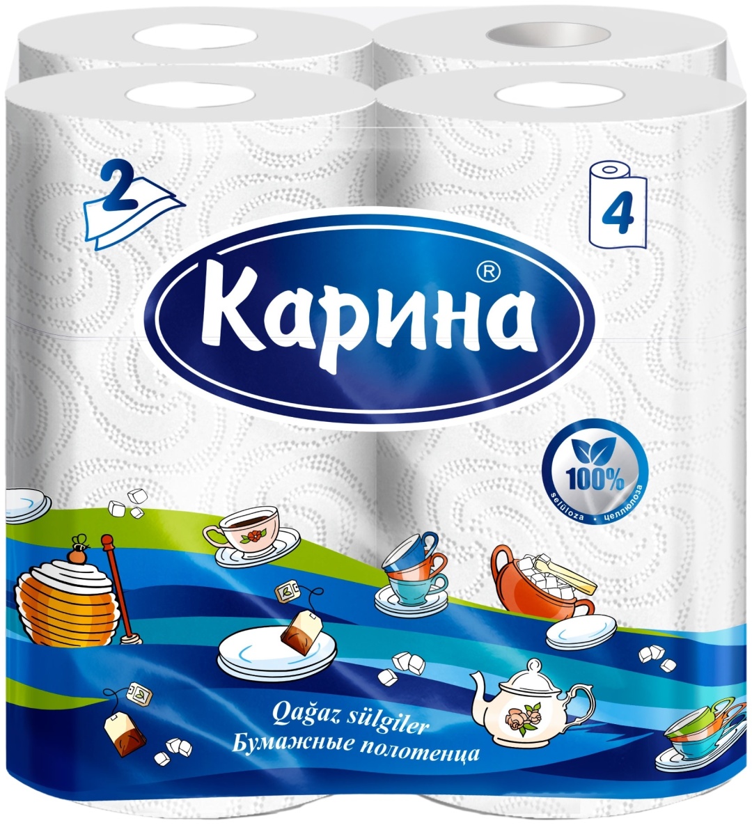 Бумажные полотенца Карина 4 рулона