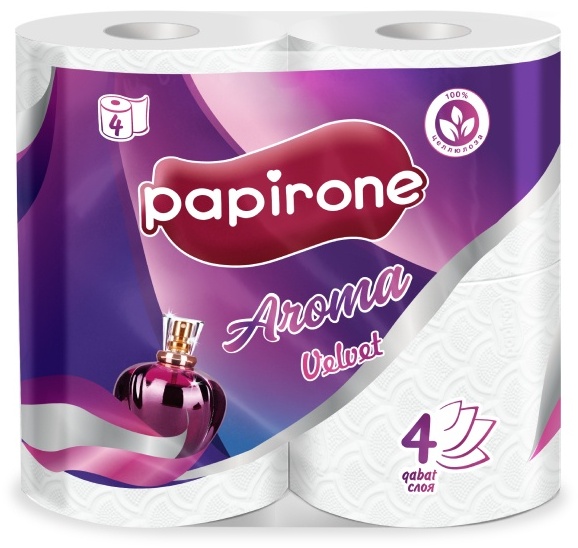 Туалетная бумага Papirone Velvet 4-х слойная 4 рулона белая Aroma