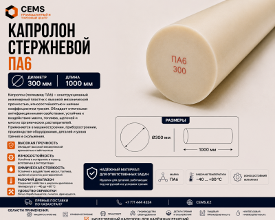 Капролон стержневой 300 мм — купить в Алматы