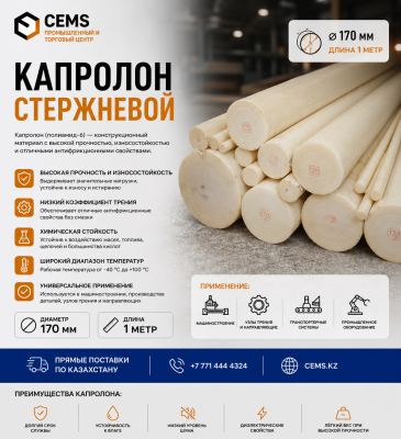 Капролон стержневой 170 мм — купить в Алматы