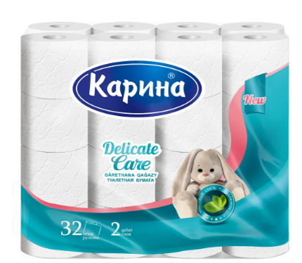 Туалетная бумага "Карина" Delicate Care, 2-х слойная, 32 шт